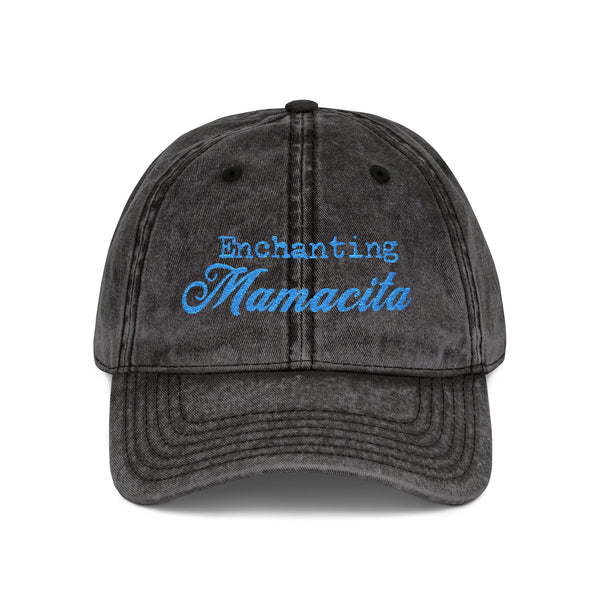 Enchanting Washed- Out Vintage Cap Blue Embroidery